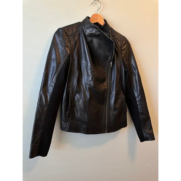 Nordstrom Black Leather Biker Jacket - Picture 2 of 7